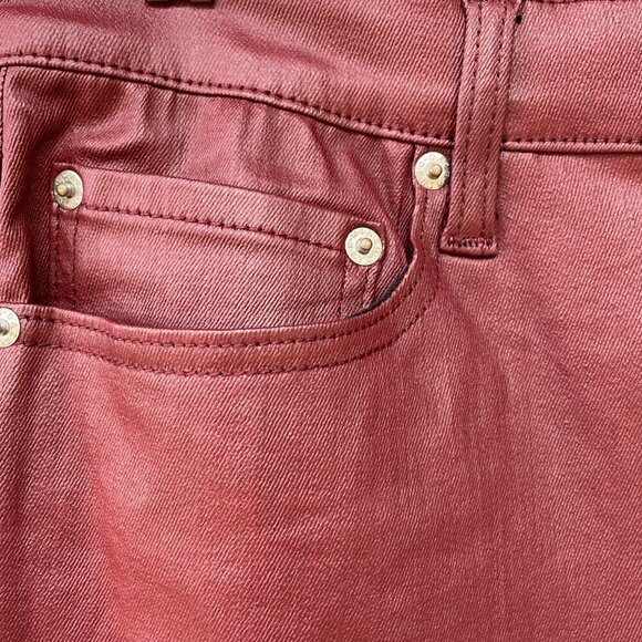 DAZE Daily Driver Coated Cropped Jeans in Wine Lips Womens 32 Burgundy Red NWT - Picture 15 of 16